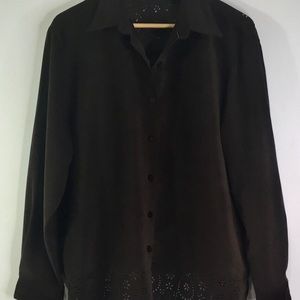 Analogy Western Style Shirt Suede Look
Die Cut Floral Pattern
Women Size XL